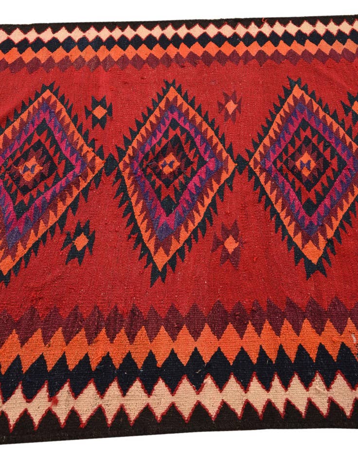Detail image of  4' 9 x 9' 10  Hand Woven Kilim Fars Wool Runner Rug
