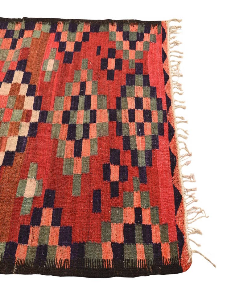 Detail image of  4' 1 x 7' 9  Hand Woven Kilim Fars Wool Runner Rug