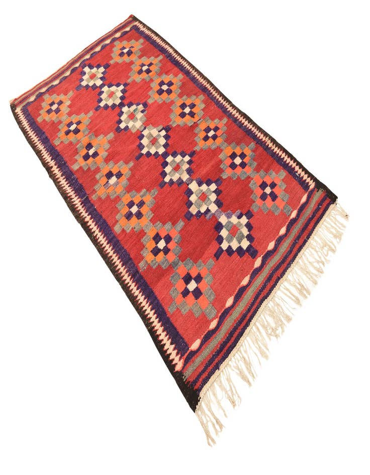 Detail image of  4' 2 x 7' 1  Hand Woven Kilim Fars Wool Runner Rug