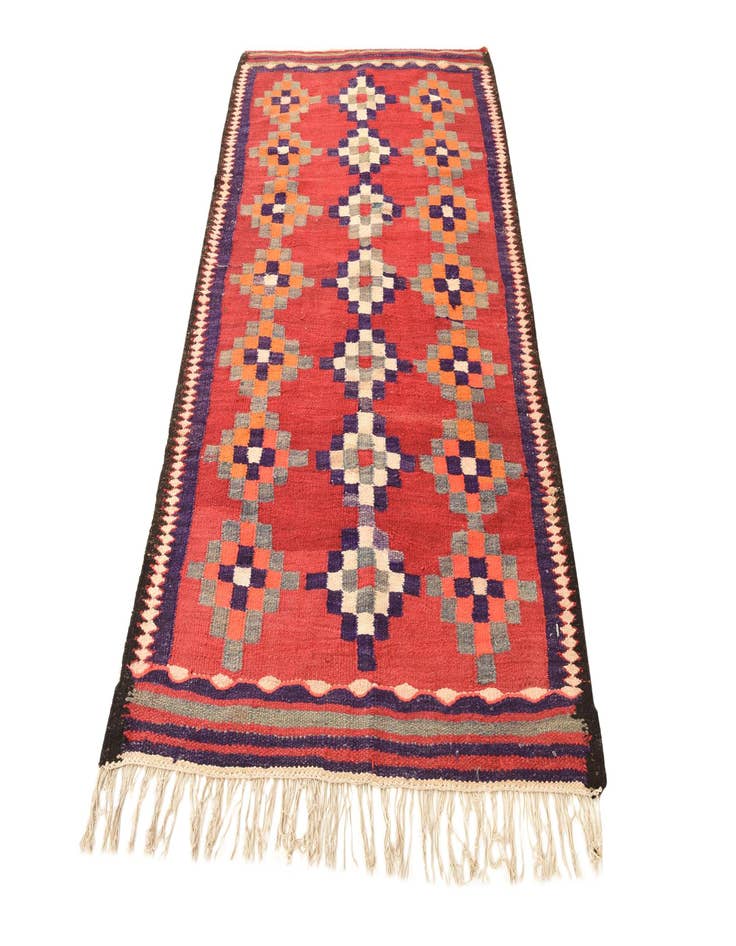 Detail image of  4' 2 x 7' 1  Hand Woven Kilim Fars Wool Runner Rug