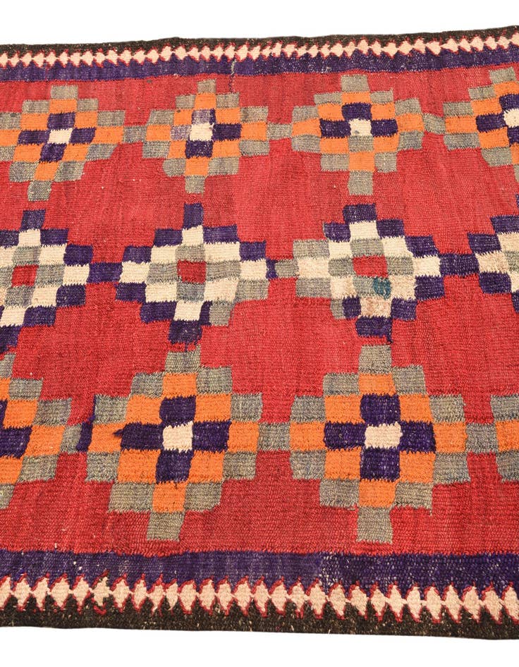 Detail image of  4' 2 x 7' 1  Hand Woven Kilim Fars Wool Runner Rug