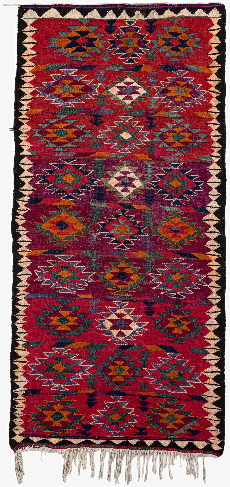  4' 5 x 9' 9  Hand Woven Kilim Fars Wool Runner Rug
