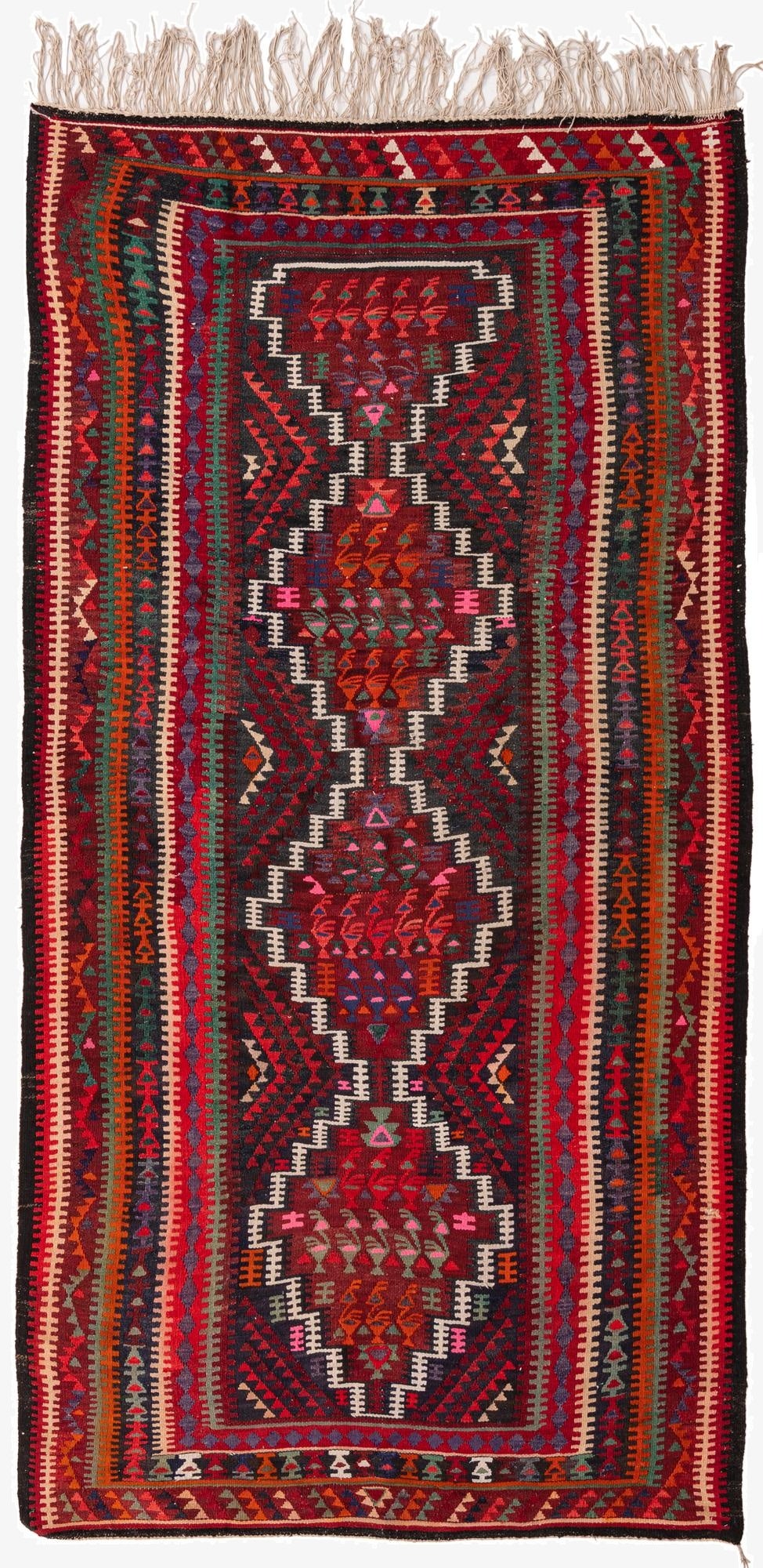  4' 9 x 9' 6  Hand Woven Kilim Fars Wool Runner Rug
