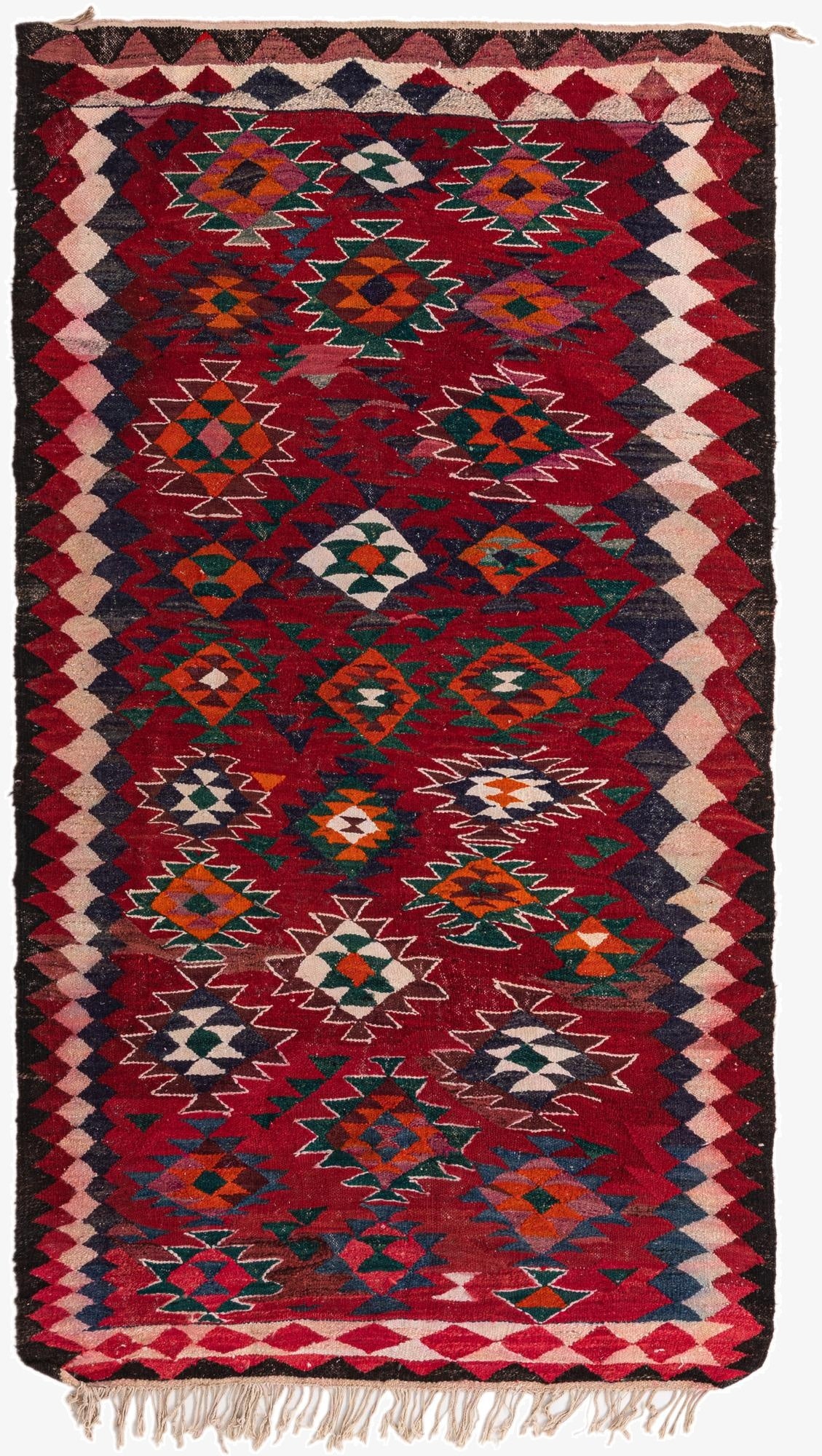  4' 10 x 9' 3  Hand Woven Kilim Fars Wool Runner Rug