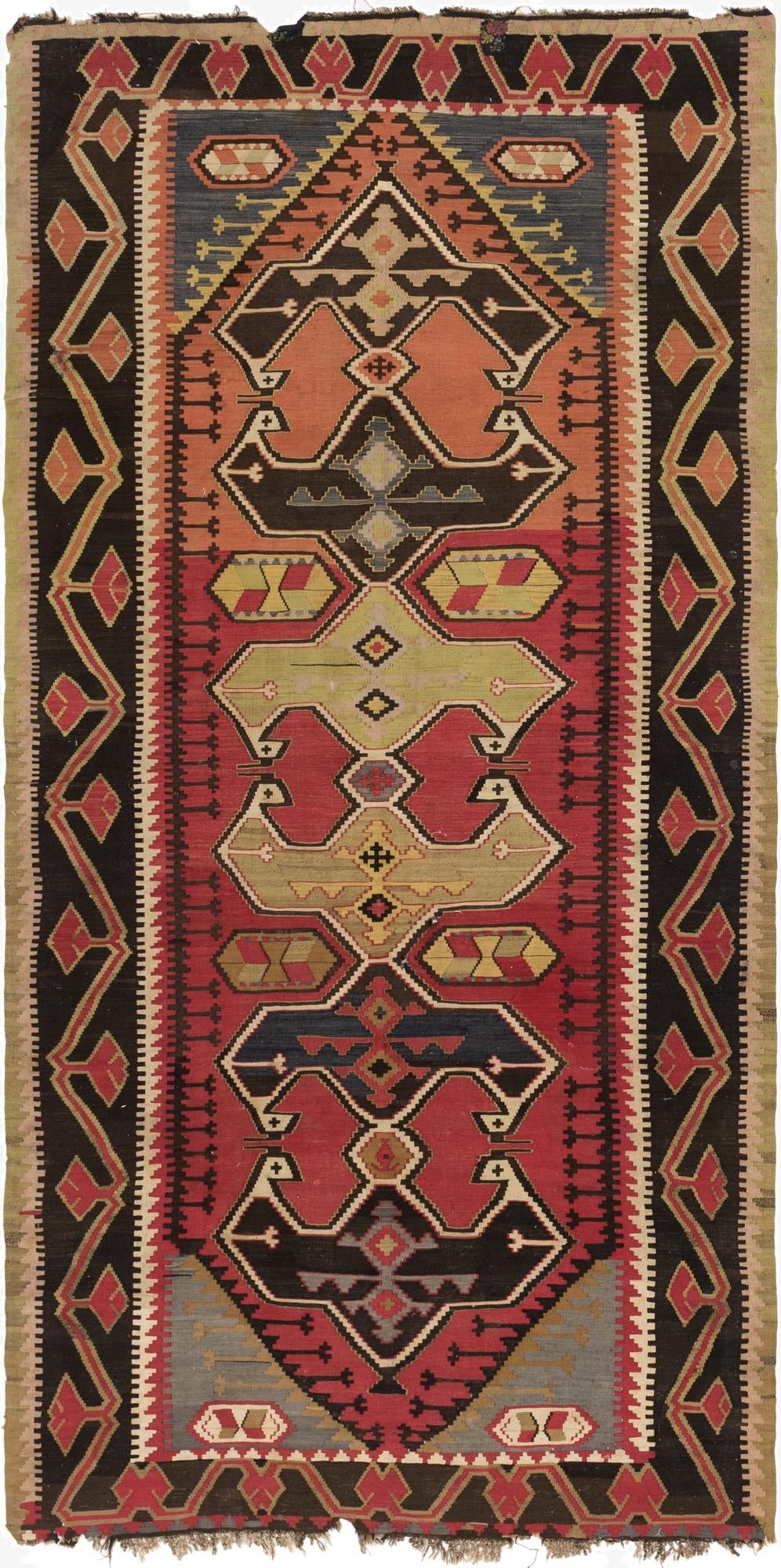  5' 4 x 11' 2  Hand Woven Kilim Fars Wool Runner Rug