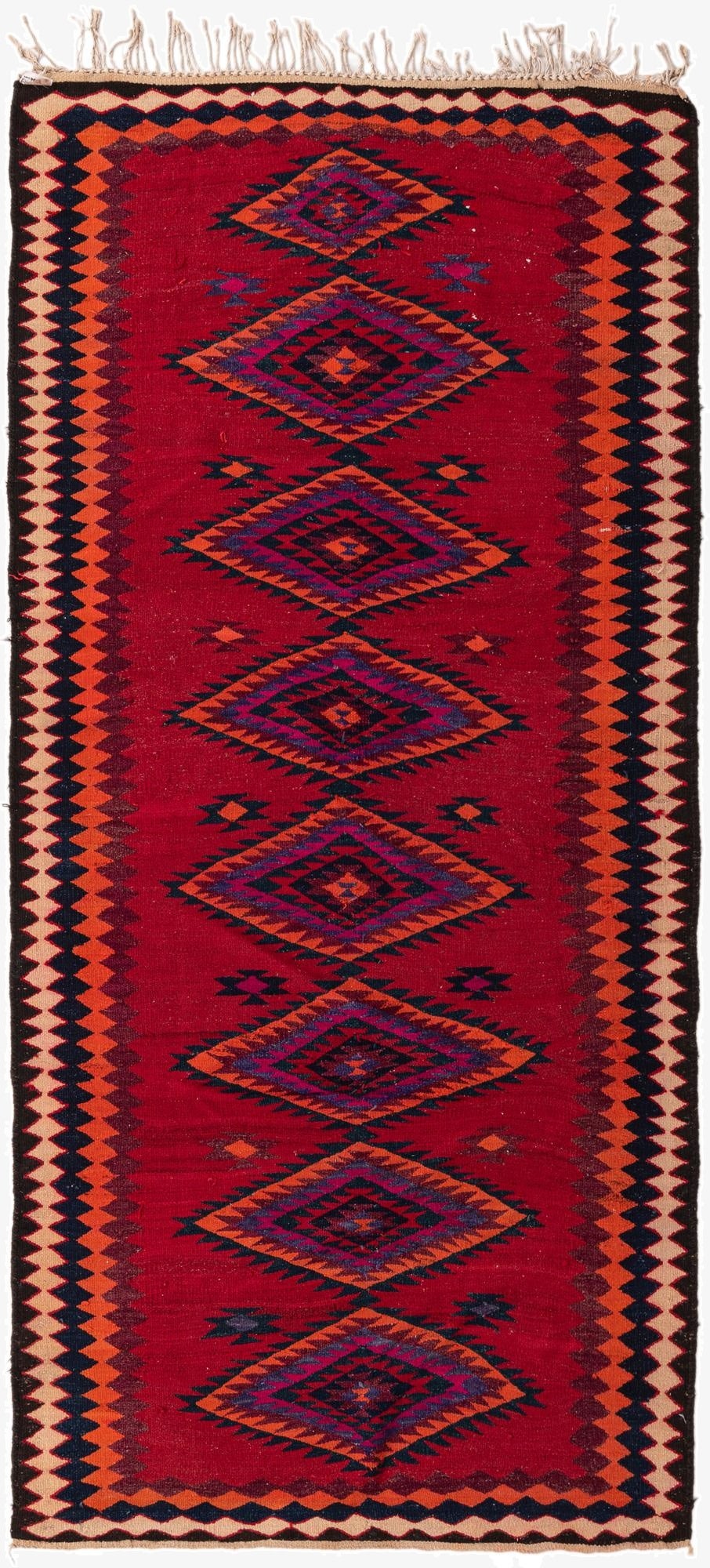  4' 9 x 9' 10  Hand Woven Kilim Fars Wool Runner Rug