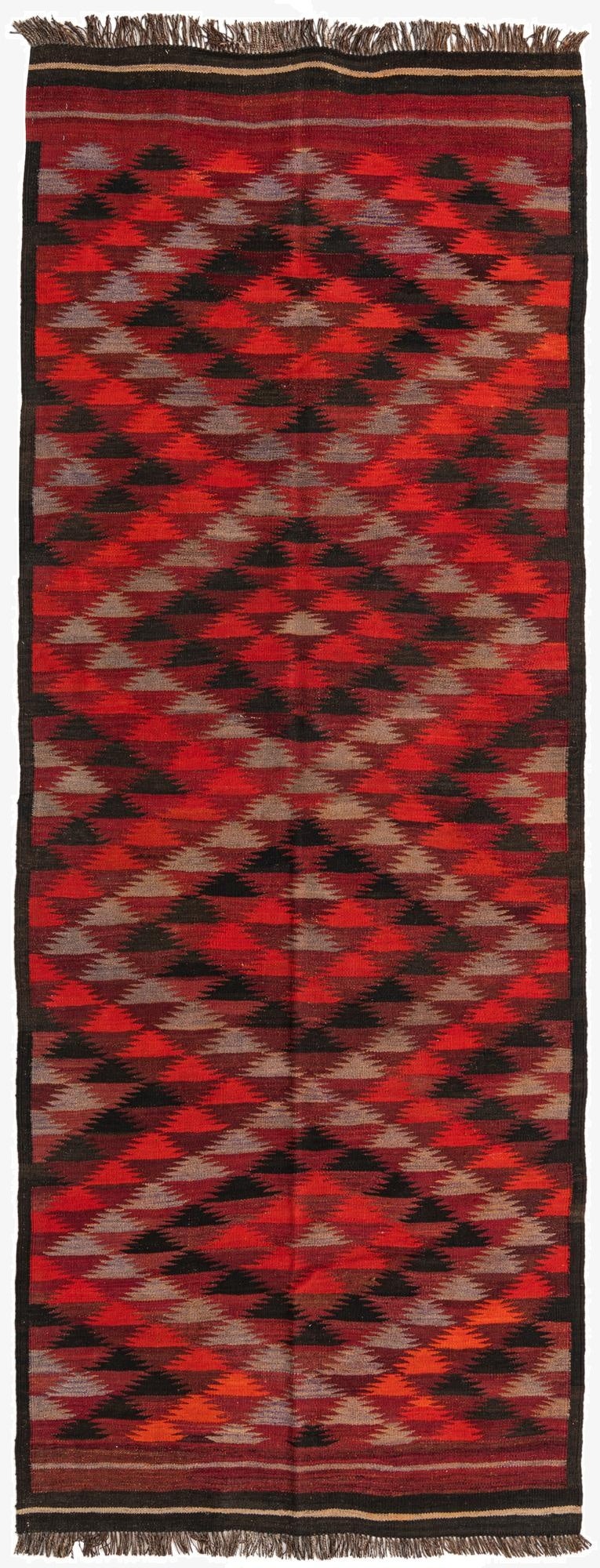  4' 3 x 11' 4  Hand Woven Kilim Fars Wool Runner Rug