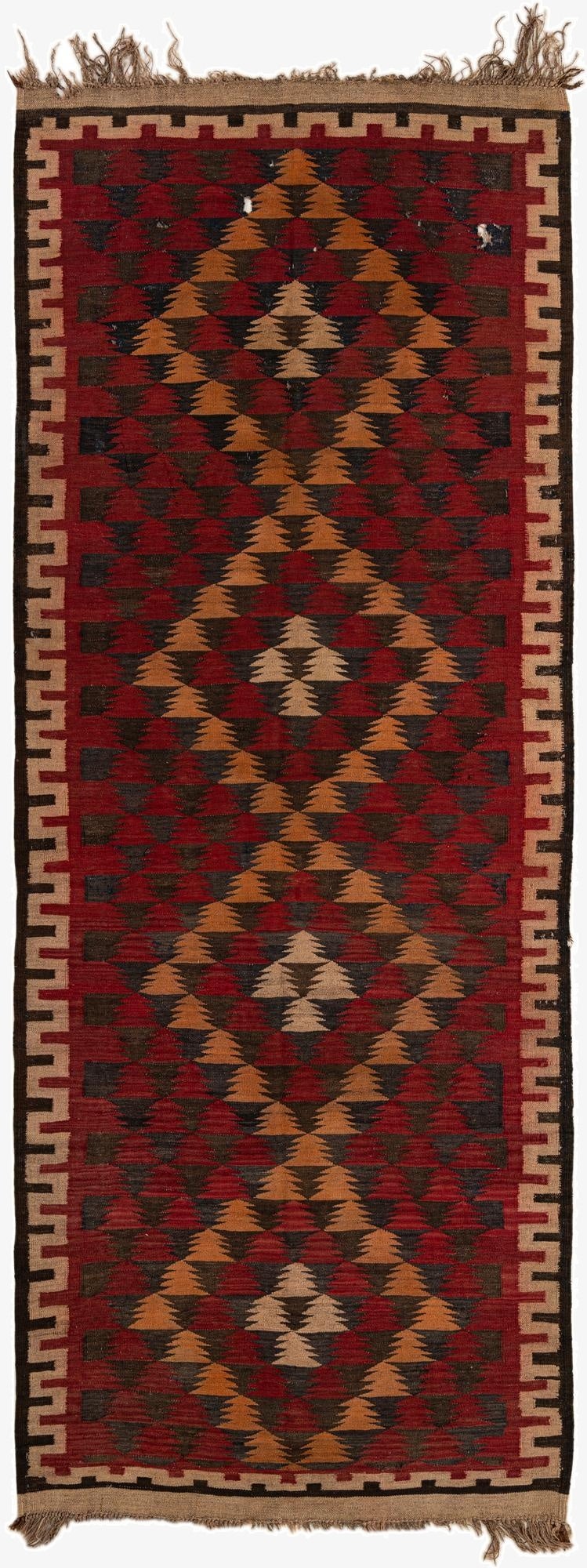  4' x 10' 3  Hand Woven Kilim Fars Wool Runner Rug