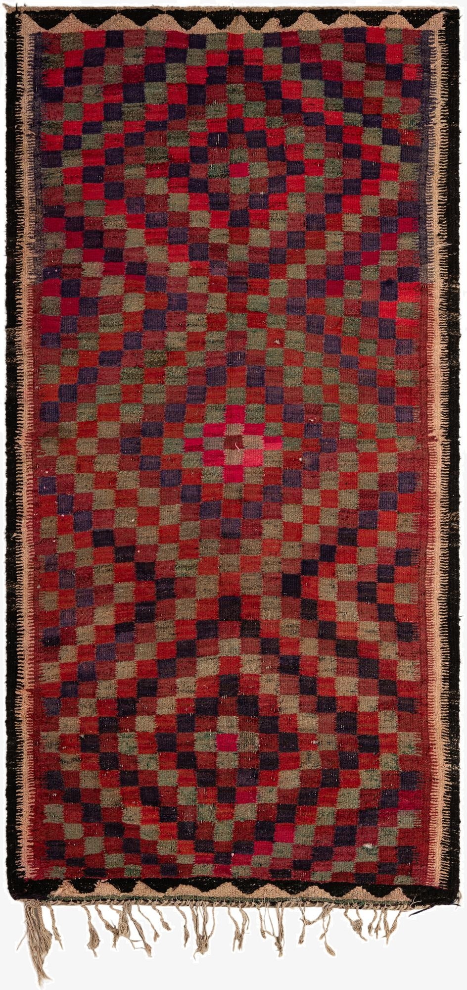  4' 6 x 9' 9  Hand Woven Kilim Fars Wool Runner Rug