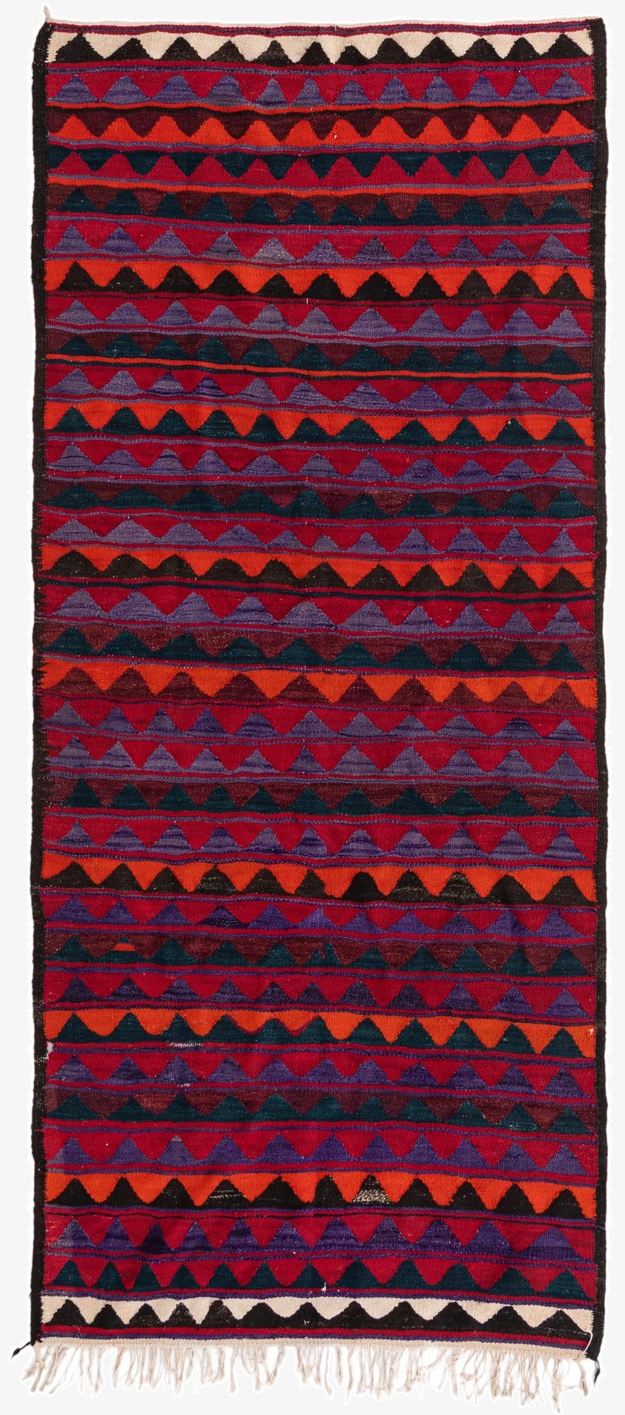  4' 6 x 10' 2  Hand Woven Kilim Fars Wool Runner Rug