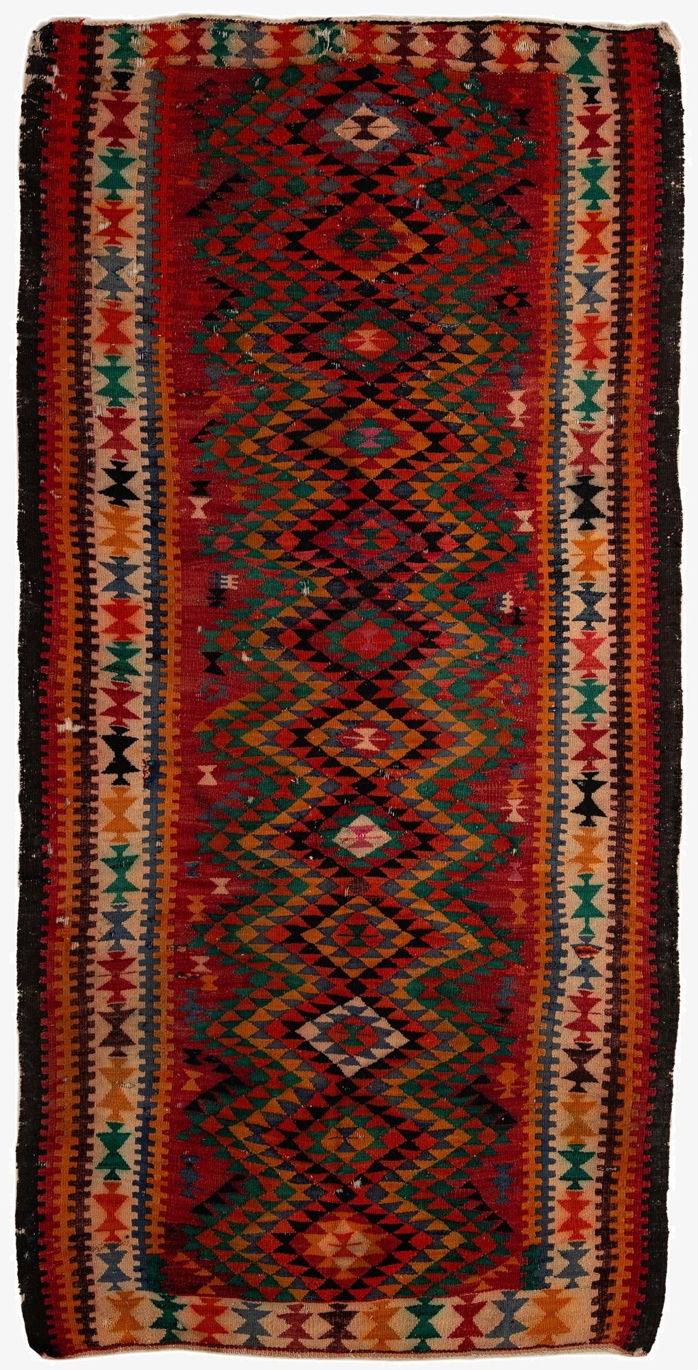  4' 5 x 8' 10  Hand Woven Kilim Fars Wool Runner Rug