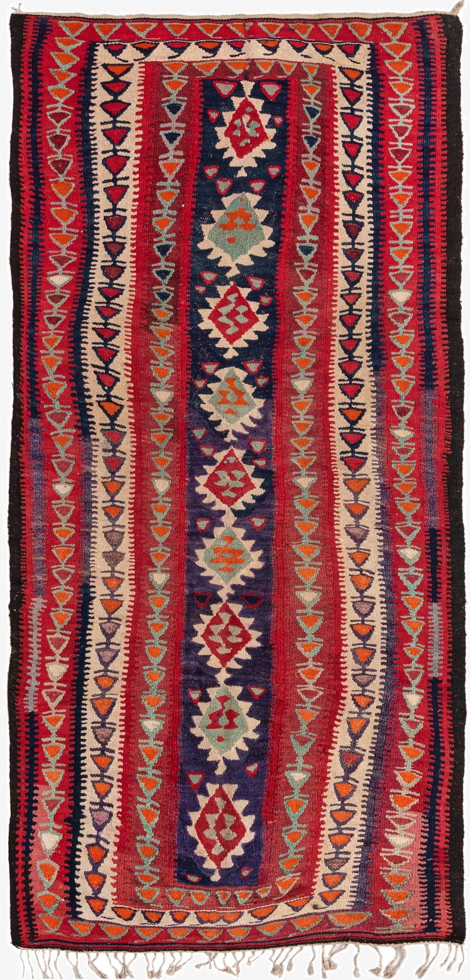 4' 5 x 9'  Hand Woven Kilim Fars Wool Runner Rug