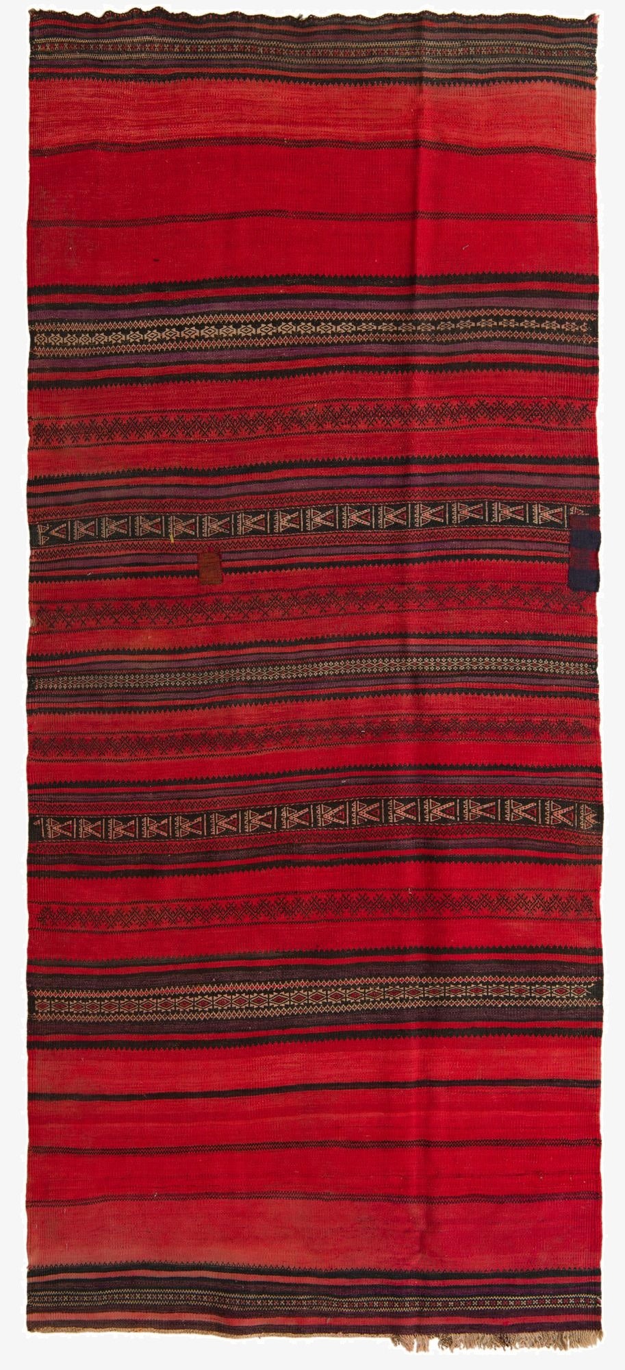  4' 1 x 9' 5  Hand Woven Kilim Fars Wool Runner Rug