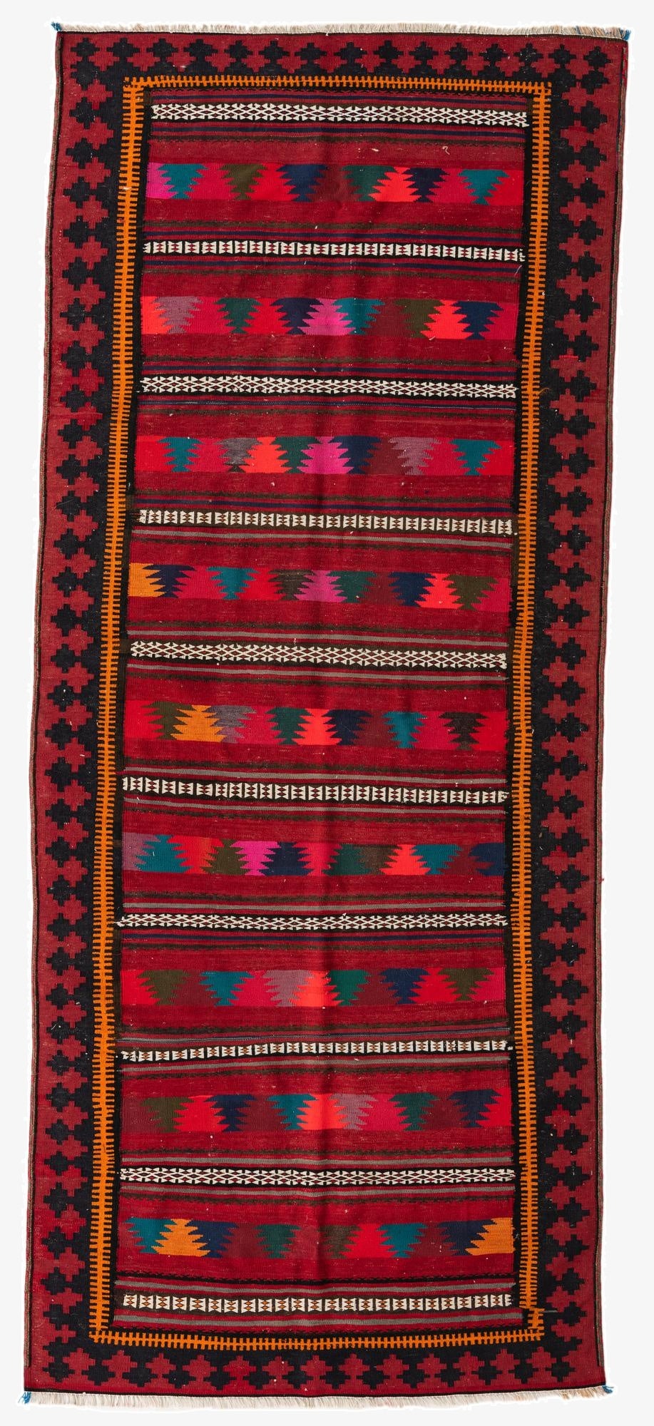  4' 4 x 10' 4  Hand Woven Kilim Fars Wool Runner Rug