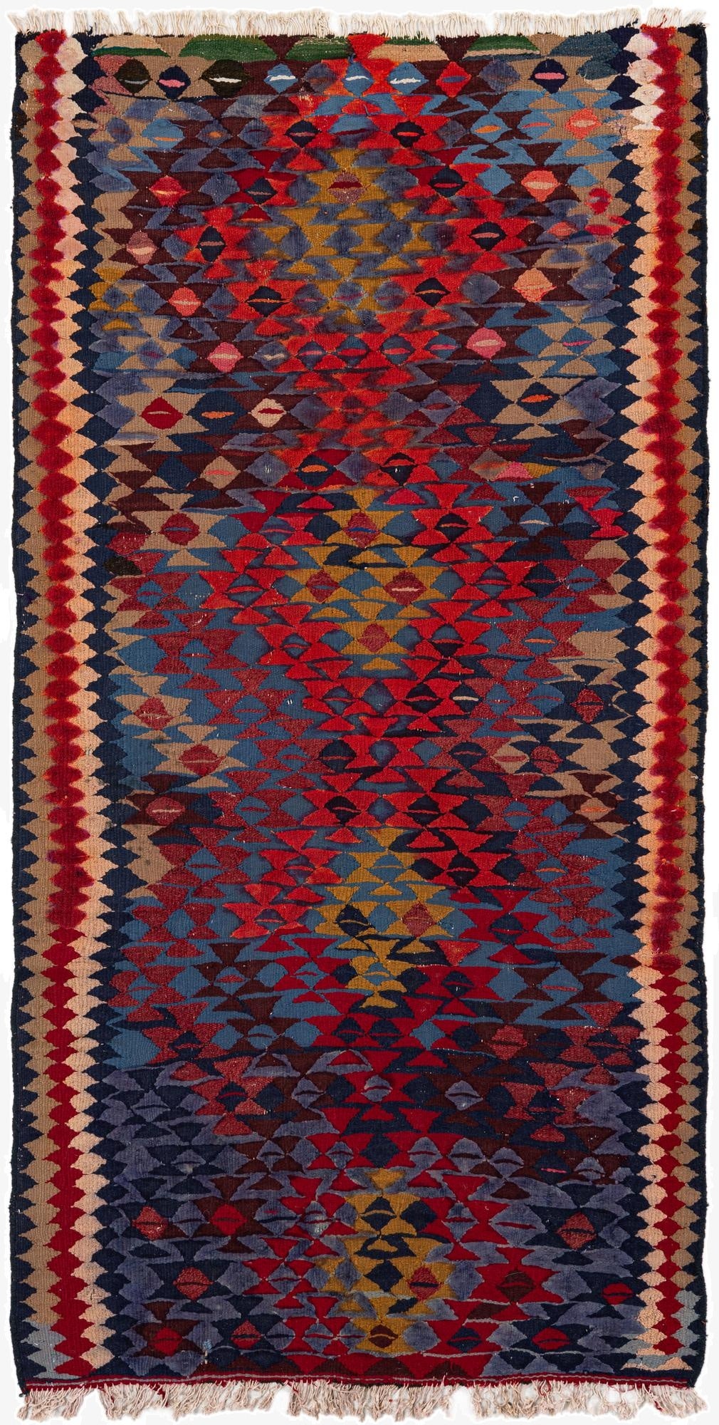 3' 10 x 7' 5  Hand Woven Kilim Fars Wool Runner Rug