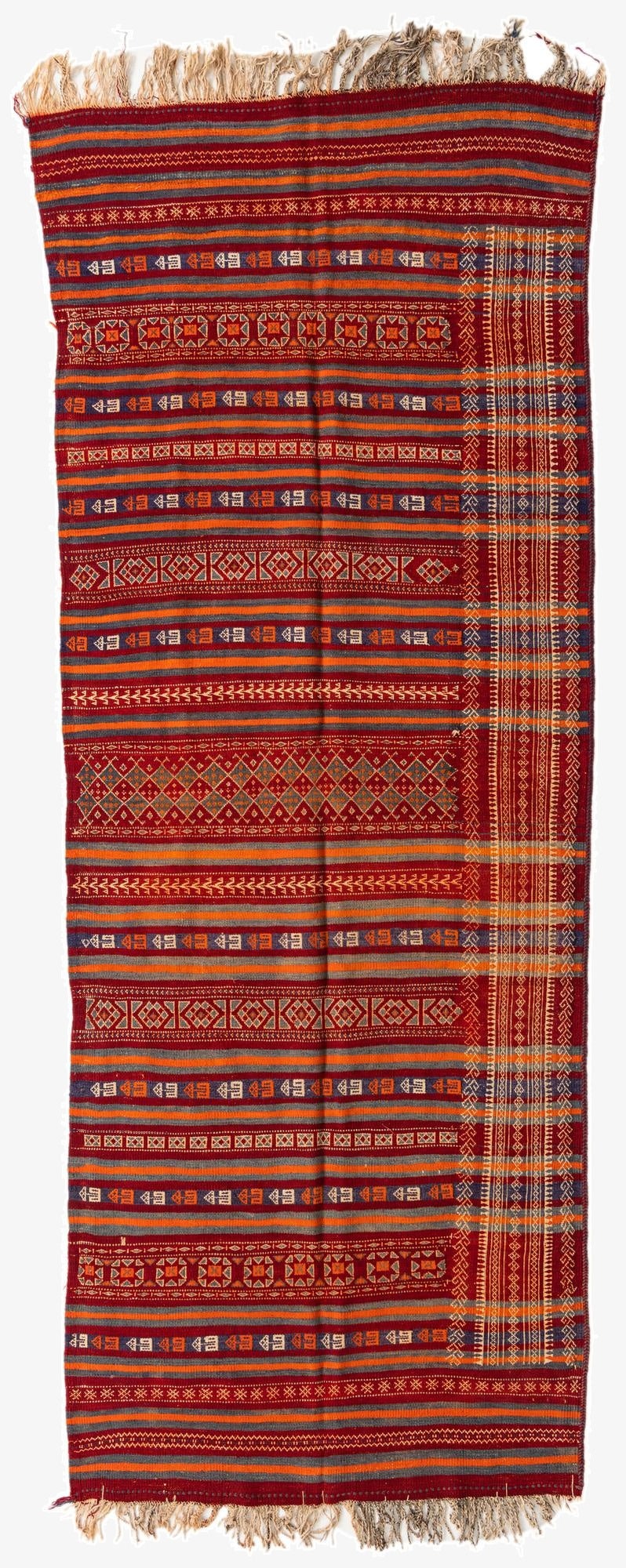  4' 4 x 11' 6  Hand Woven Kilim Fars Wool Runner Rug