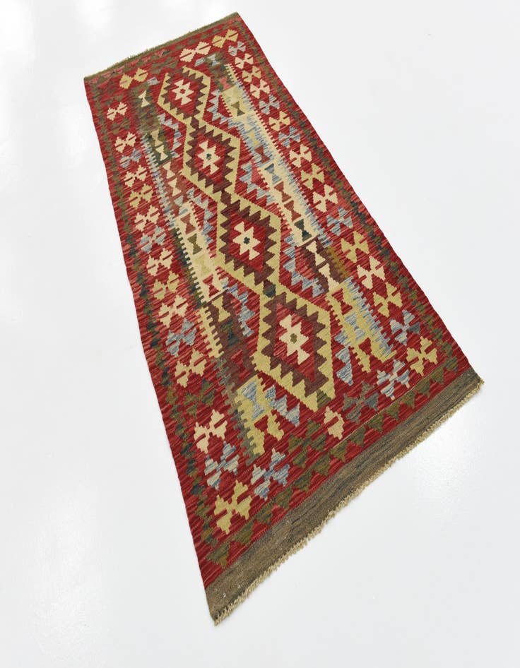 Detail image of  3' 4 x 6' 6  Hand Woven Kilim Maymana Wool Runner Rug