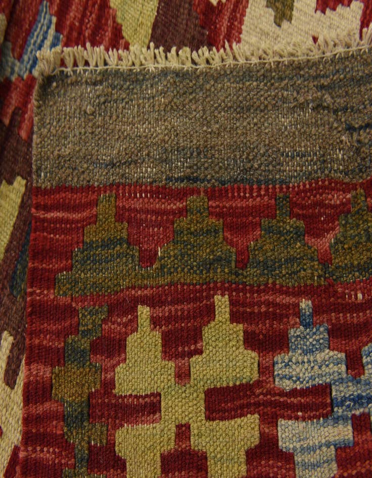 Detail image of  3' 4 x 6' 6  Hand Woven Kilim Maymana Wool Runner Rug