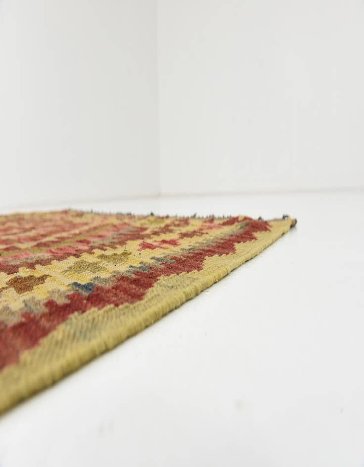 Detail image of  3' 4 x 6' 9  Hand Woven Kilim Maymana Wool Runner Rug