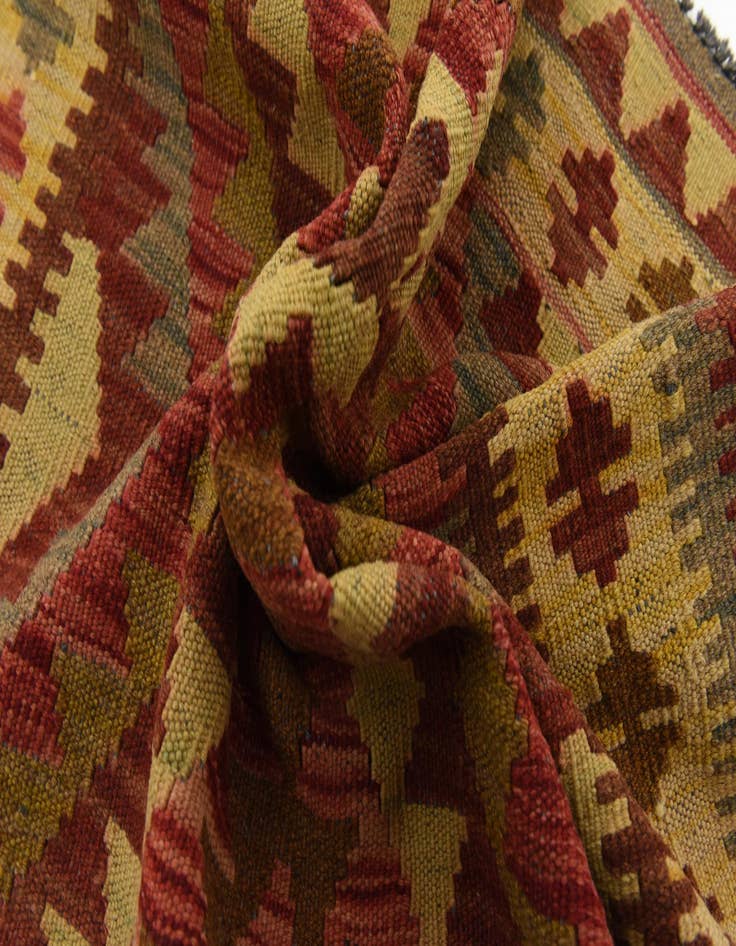 Detail image of  3' 4 x 6' 9  Hand Woven Kilim Maymana Wool Runner Rug