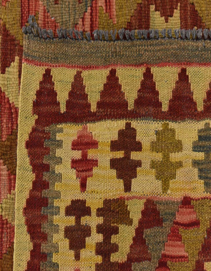 Detail image of  3' 4 x 6' 9  Hand Woven Kilim Maymana Wool Runner Rug