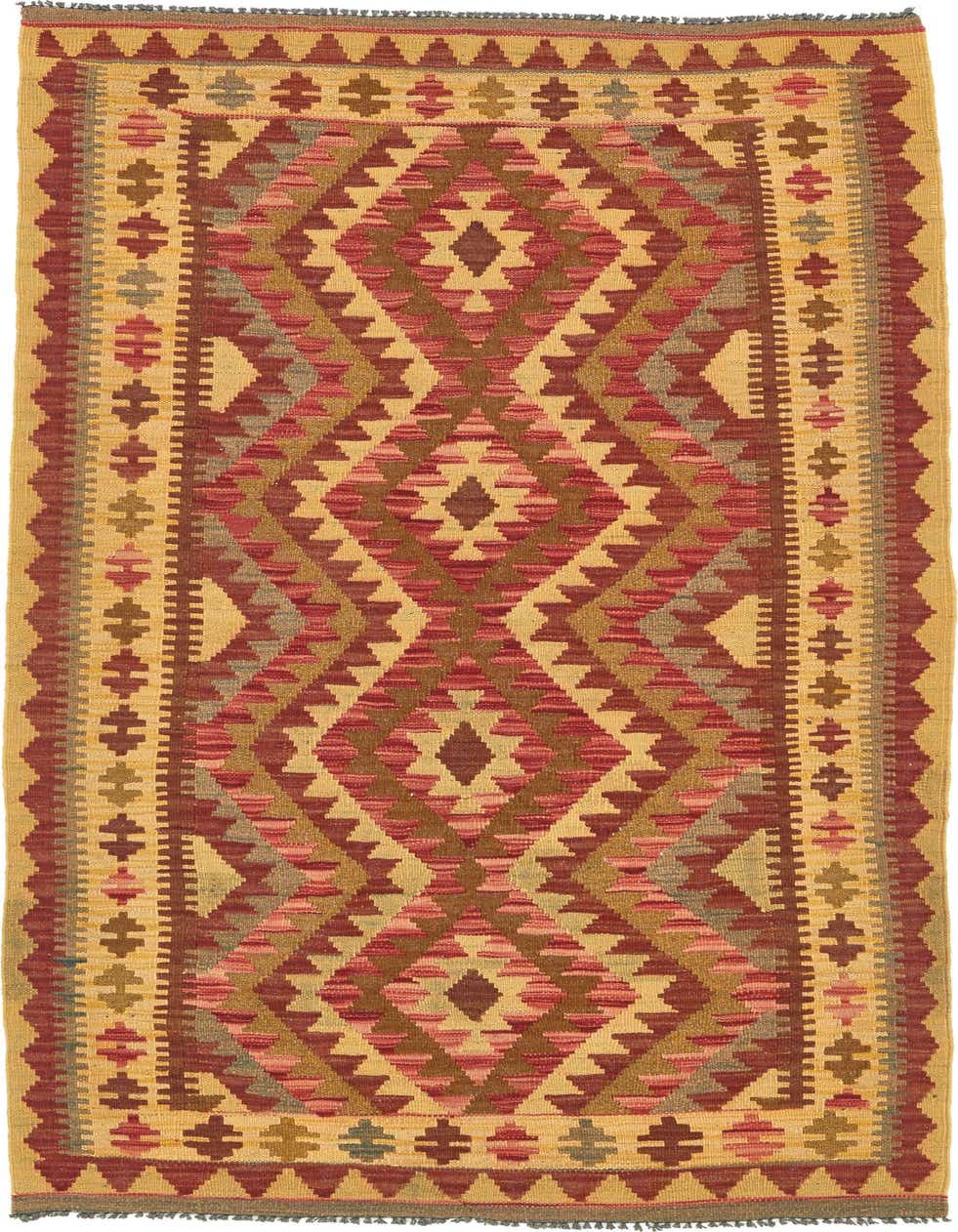 Primary image  3' 4 x 6' 9  Hand Woven Kilim Maymana Wool Runner Rug