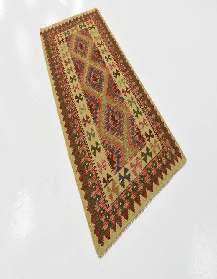 Detail image of  3' 3 x 6' 5  Hand Woven Kilim Maymana Wool Runner Rug
