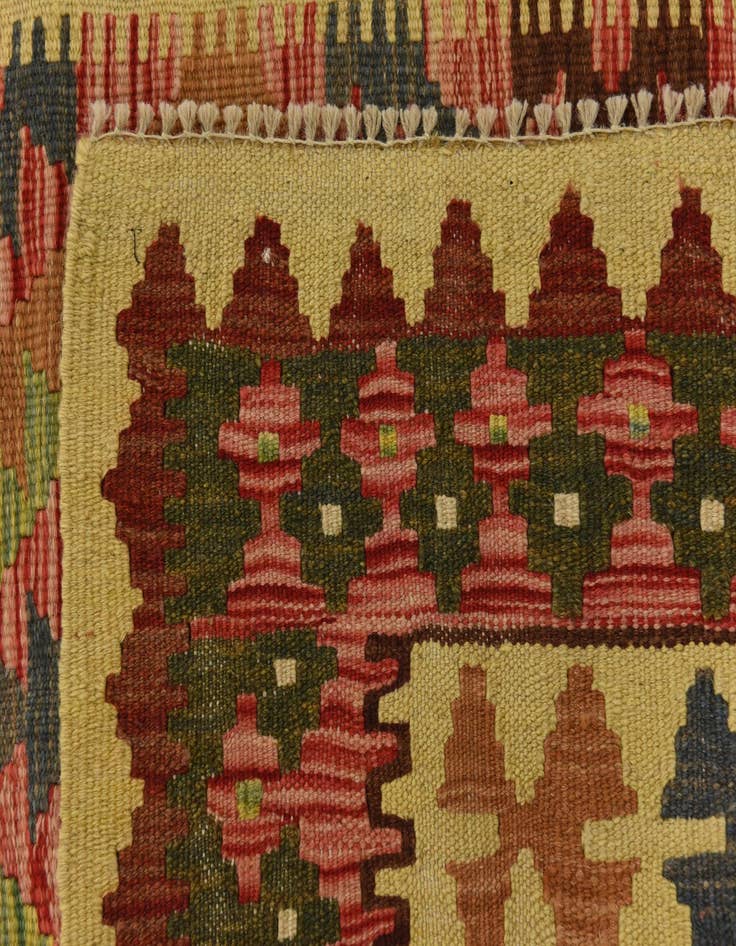 Detail image of  3' 3 x 6' 5  Hand Woven Kilim Maymana Wool Runner Rug