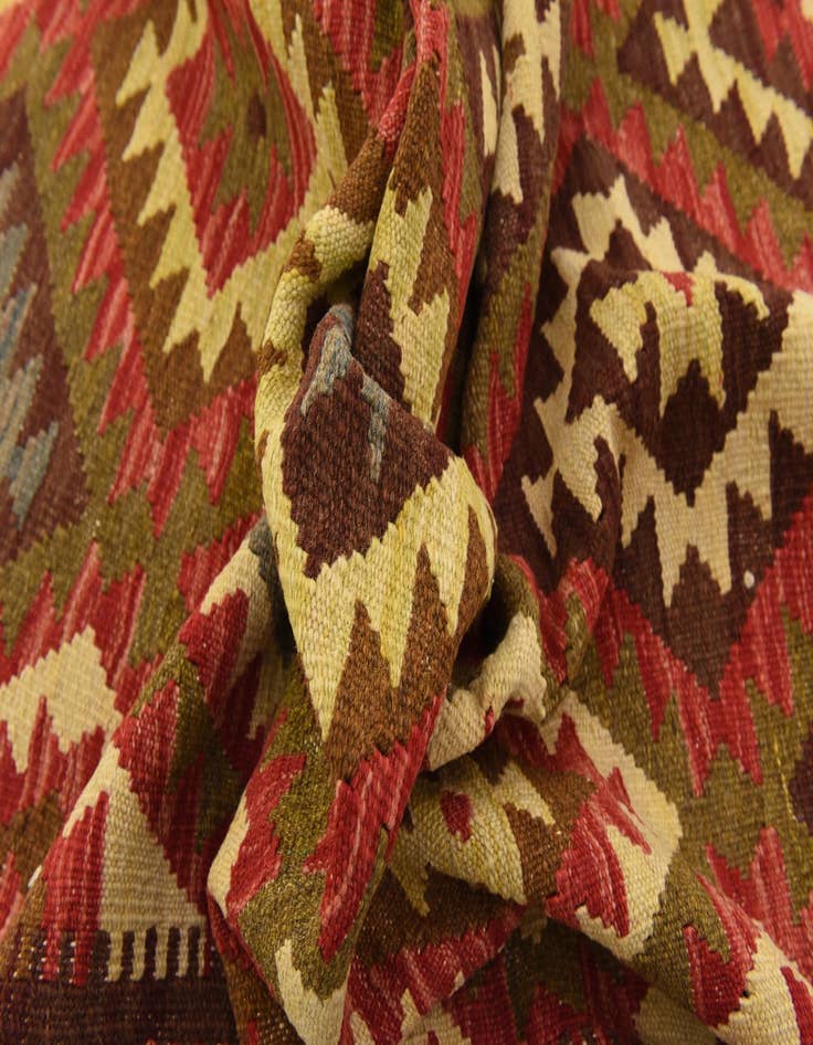 Detail image of  3' 2 x 6' 7  Hand Woven Kilim Maymana Wool Runner Rug