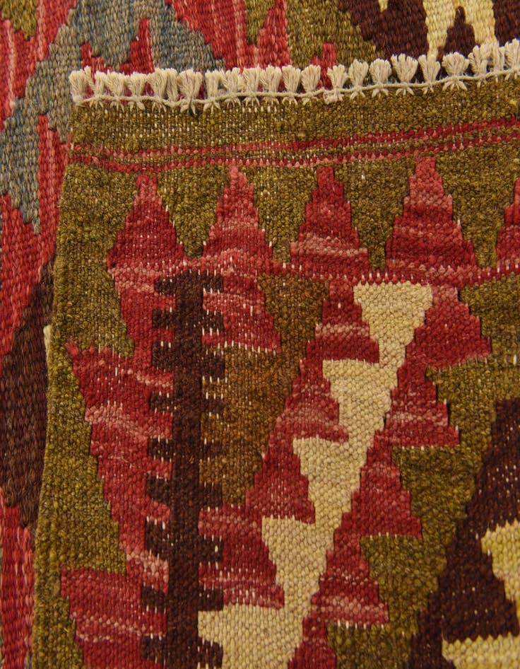 Detail image of  3' 2 x 6' 7  Hand Woven Kilim Maymana Wool Runner Rug