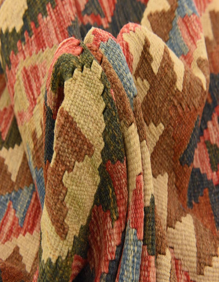 Detail image of  3' 3 x 6' 7  Hand Woven Kilim Maymana Wool Runner Rug