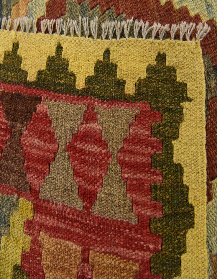 Detail image of  3' 4 x 6' 10  Hand Woven Kilim Maymana Wool Runner Rug