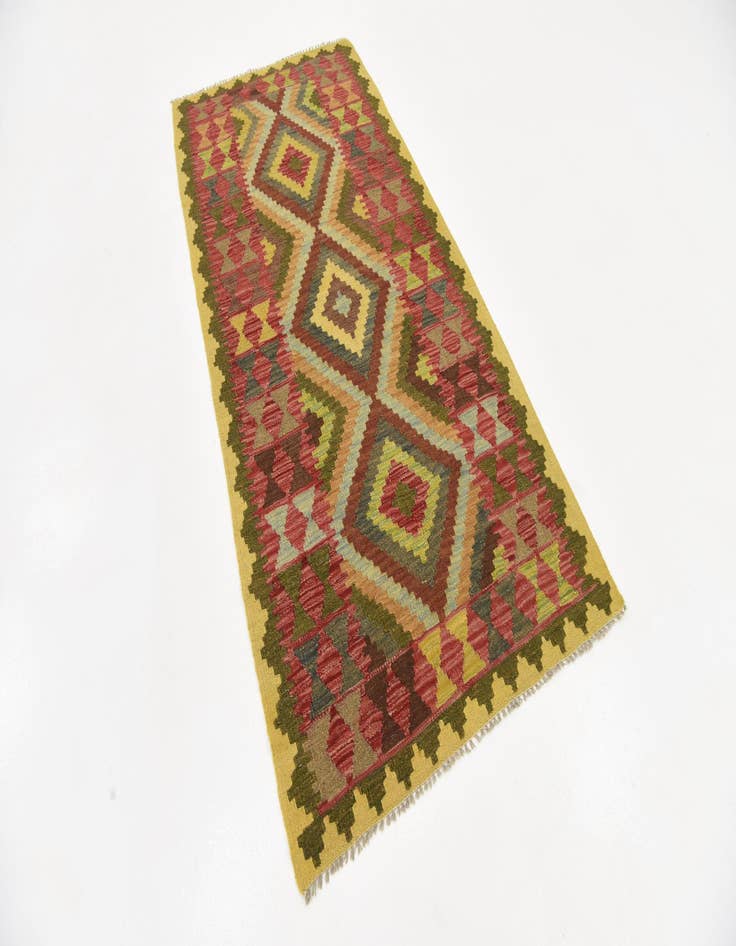 Detail image of  3' 4 x 6' 10  Hand Woven Kilim Maymana Wool Runner Rug