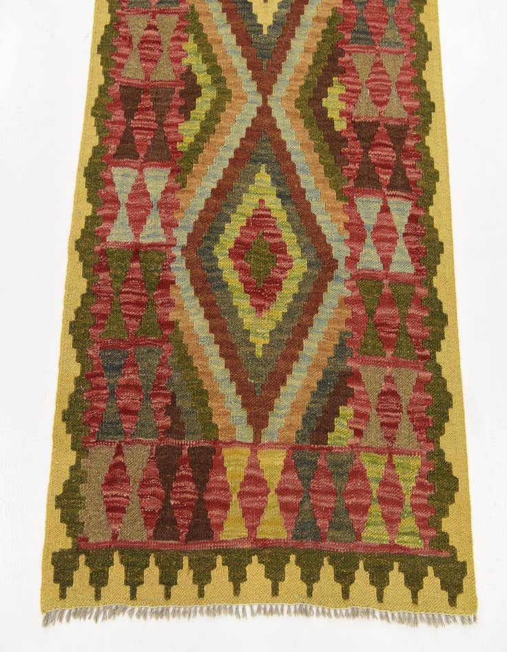 Detail image of  3' 4 x 6' 10  Hand Woven Kilim Maymana Wool Runner Rug