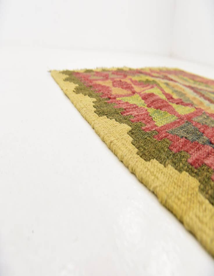 Detail image of  3' 4 x 6' 10  Hand Woven Kilim Maymana Wool Runner Rug