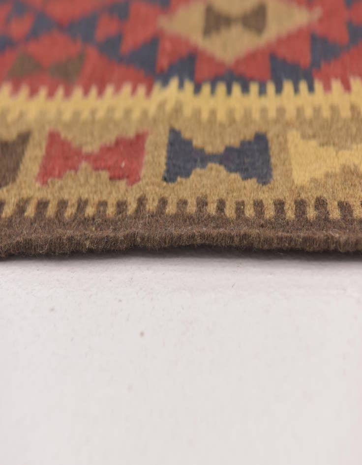Detail image of 2' 2 x 6' 3 Hand Woven Kilim Maymana Wool Runner Rug