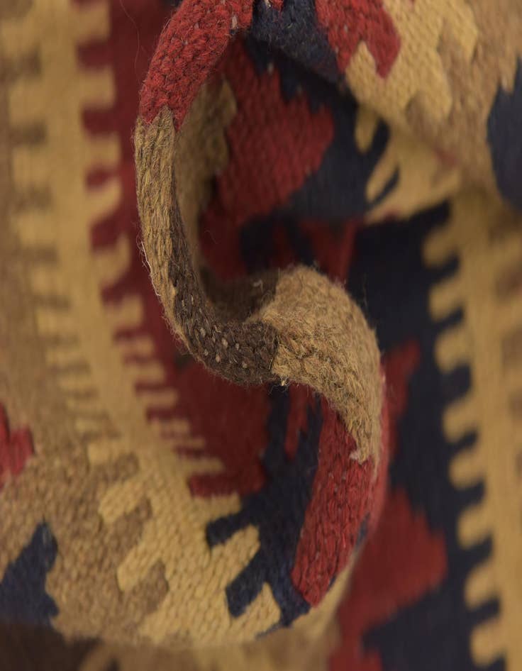 Detail image of 2' 2 x 6' 3 Hand Woven Kilim Maymana Wool Runner Rug