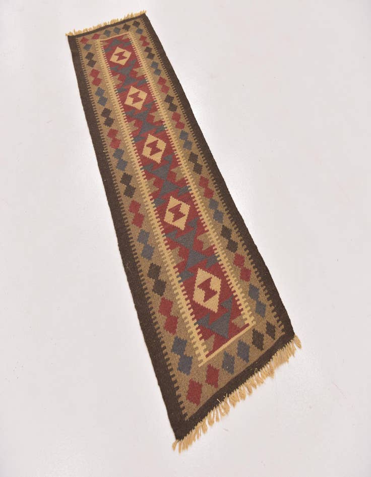 Detail image of  2' x 6' 3  Hand Woven Kilim Maymana Wool Runner Rug