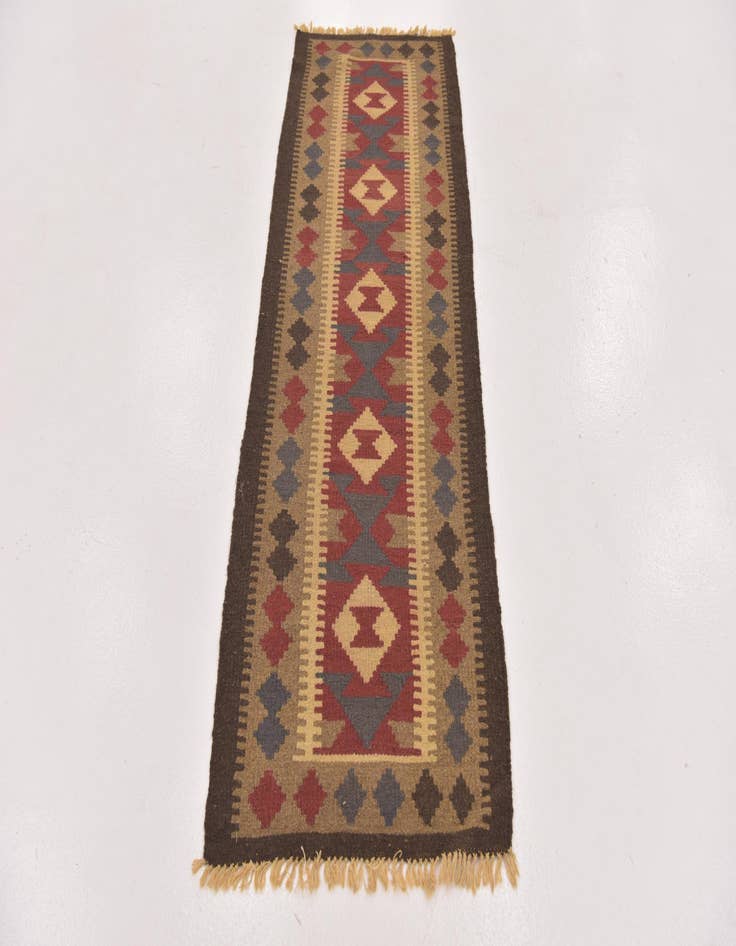 Detail image of  2' x 6' 3  Hand Woven Kilim Maymana Wool Runner Rug