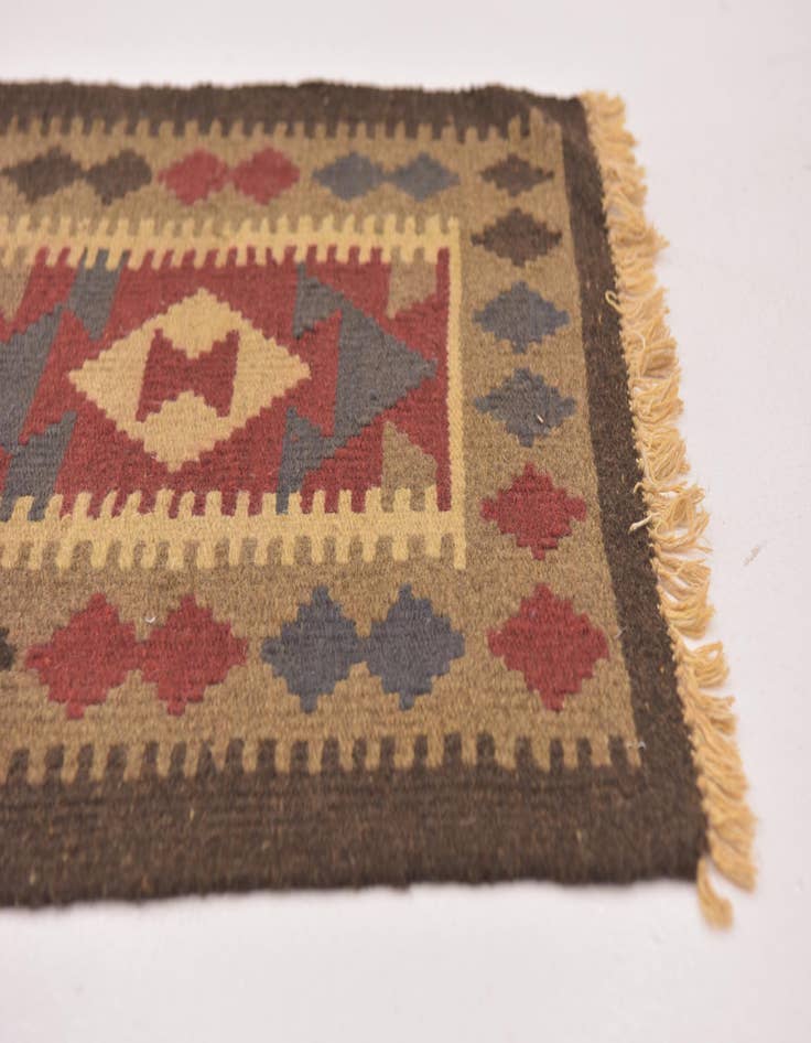 Detail image of  2' x 6' 3  Hand Woven Kilim Maymana Wool Runner Rug