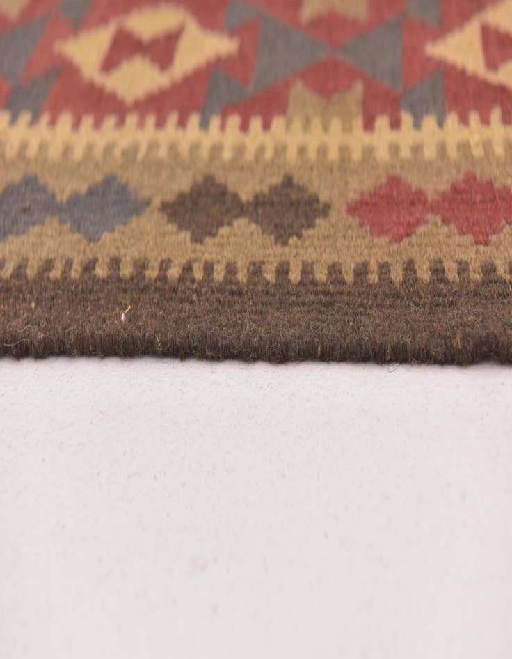 Detail image of  2' x 6' 3  Hand Woven Kilim Maymana Wool Runner Rug