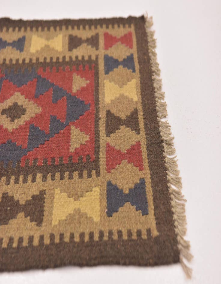 Detail image of  2' x 6' 3  Hand Woven Kilim Maymana Wool Runner Rug