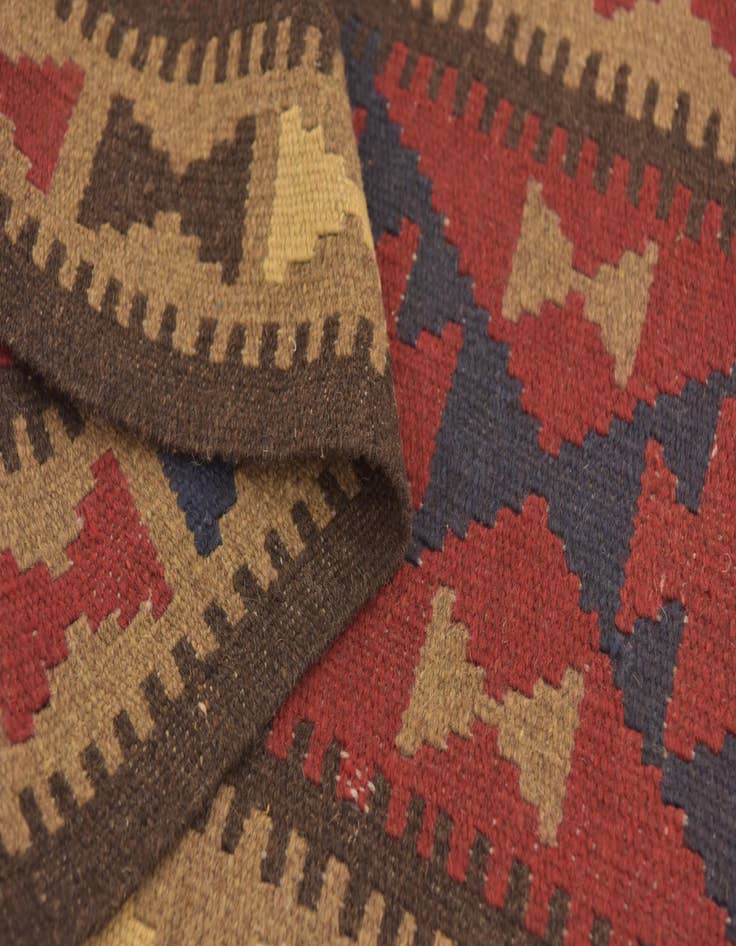 Detail image of  2' x 6' 3  Hand Woven Kilim Maymana Wool Runner Rug