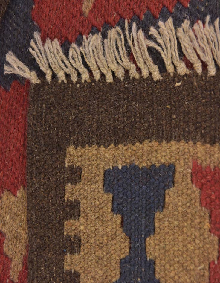 Detail image of  2' x 6' 3  Hand Woven Kilim Maymana Wool Runner Rug