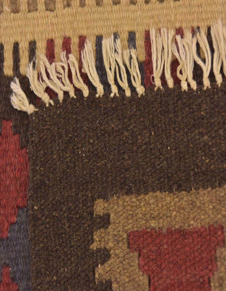 Detail image of  2' x 6' 4  Hand Woven Kilim Maymana Wool Runner Rug