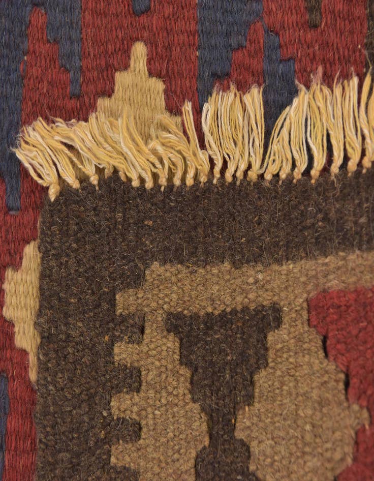 Detail image of 2' x 6' 4 Hand Woven Kilim Maymana Wool Runner Rug
