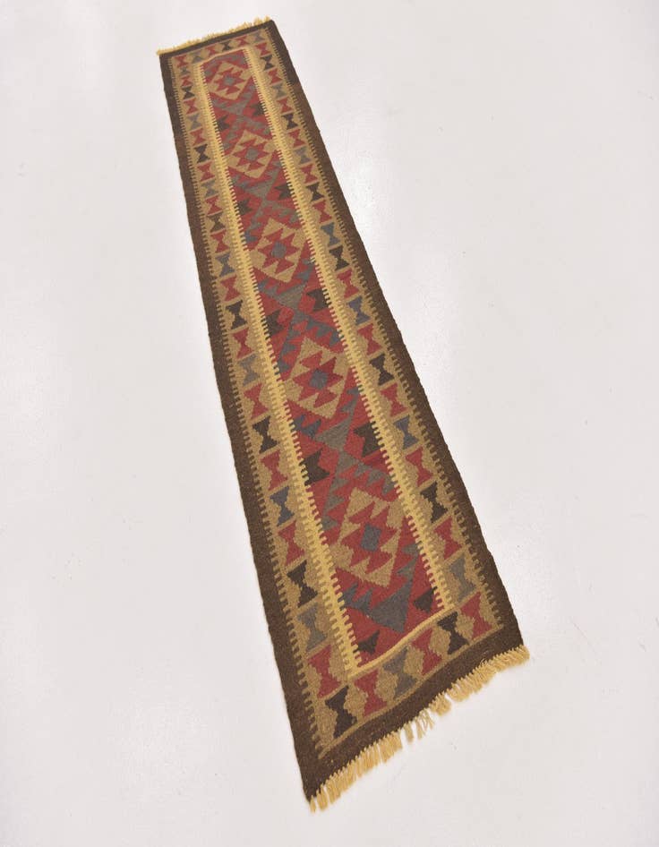 Detail image of  2' x 6' 6  Hand Woven Kilim Maymana Wool Runner Rug