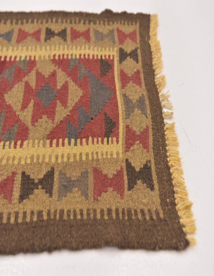 Detail image of  2' x 6' 6  Hand Woven Kilim Maymana Wool Runner Rug