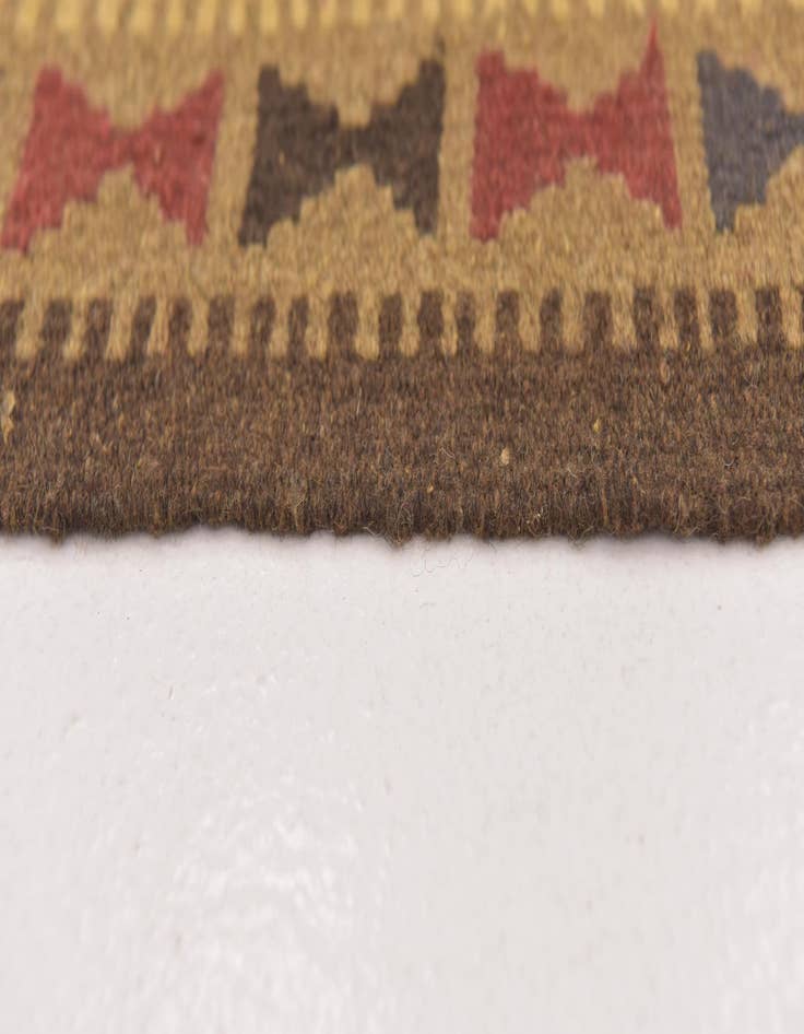 Detail image of  2' x 6' 6  Hand Woven Kilim Maymana Wool Runner Rug