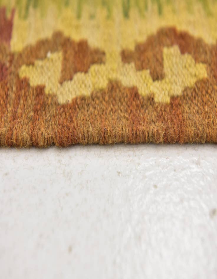 Detail image of  3' 2 x 6'  Hand Woven Kilim Maymana Wool Runner Rug
